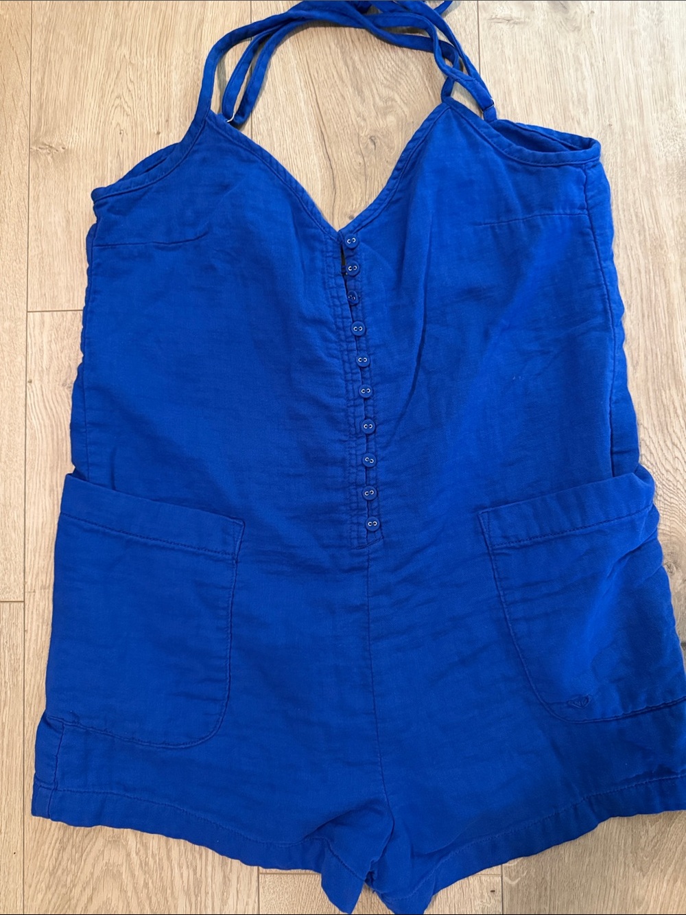 Roxy Royal Blue Button-Front Romper